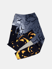 Halloween Pumpkin Print High Waist Yoga Leggings