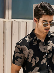 Leaf Print Men's Short Sleeve Casual Shirt