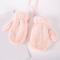 Kids' Winter Gloves w/ Hanging Rope, Thickened, Autumn & Winter