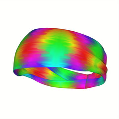 Rainbow Gradient Headband, Soft Polyester Blend for Sports