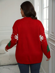 Women's Plus Christmas Tree & Snowflake Pattern Sweater
