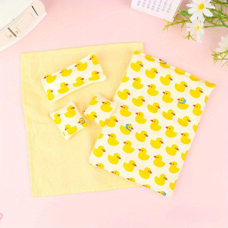 5pcs Dollhouse Bedding Set Quilt Sheets Pillow Covers & Pillows DIY Decor