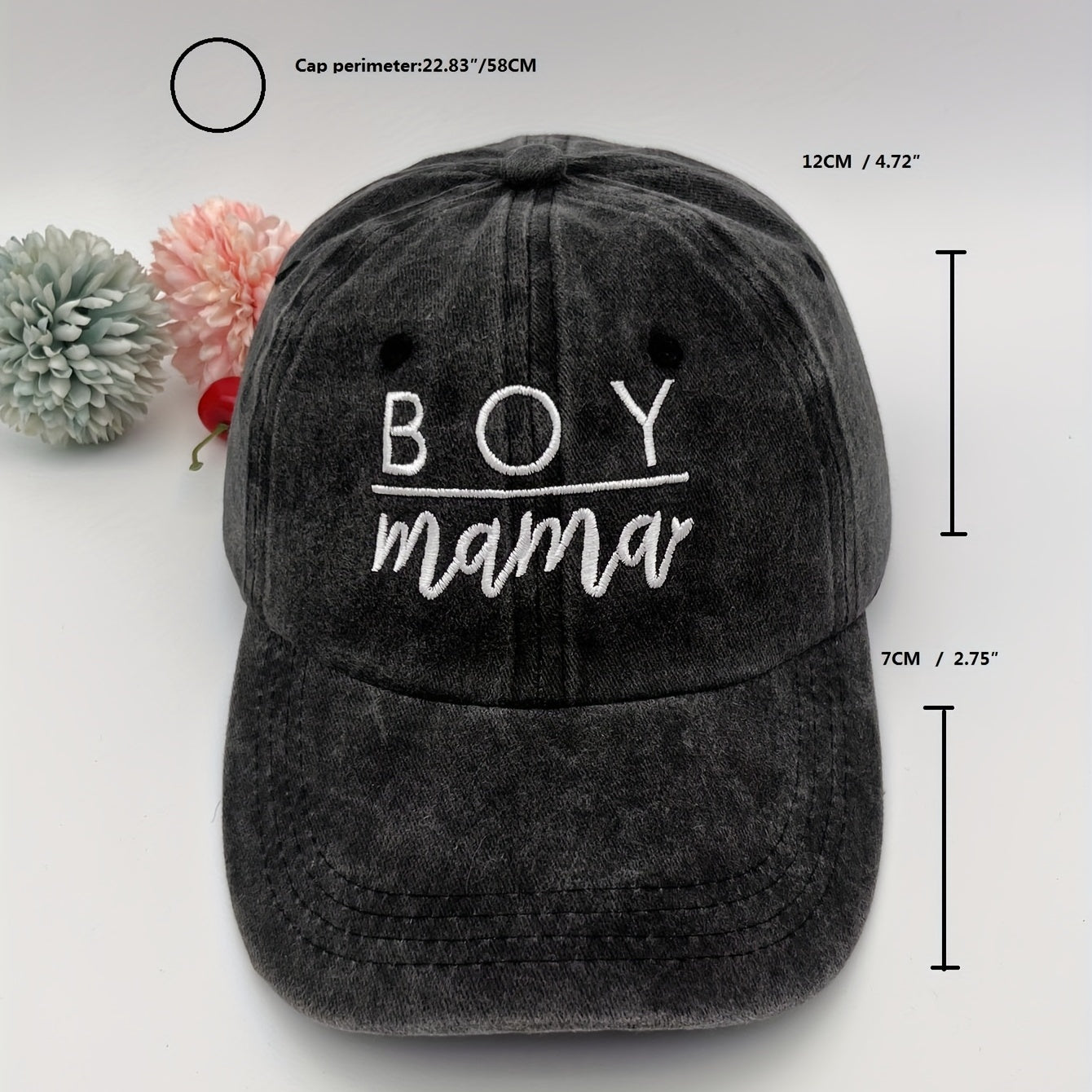 BOY MAMA Embroidery Baseball Cap Distressed Sun Hat