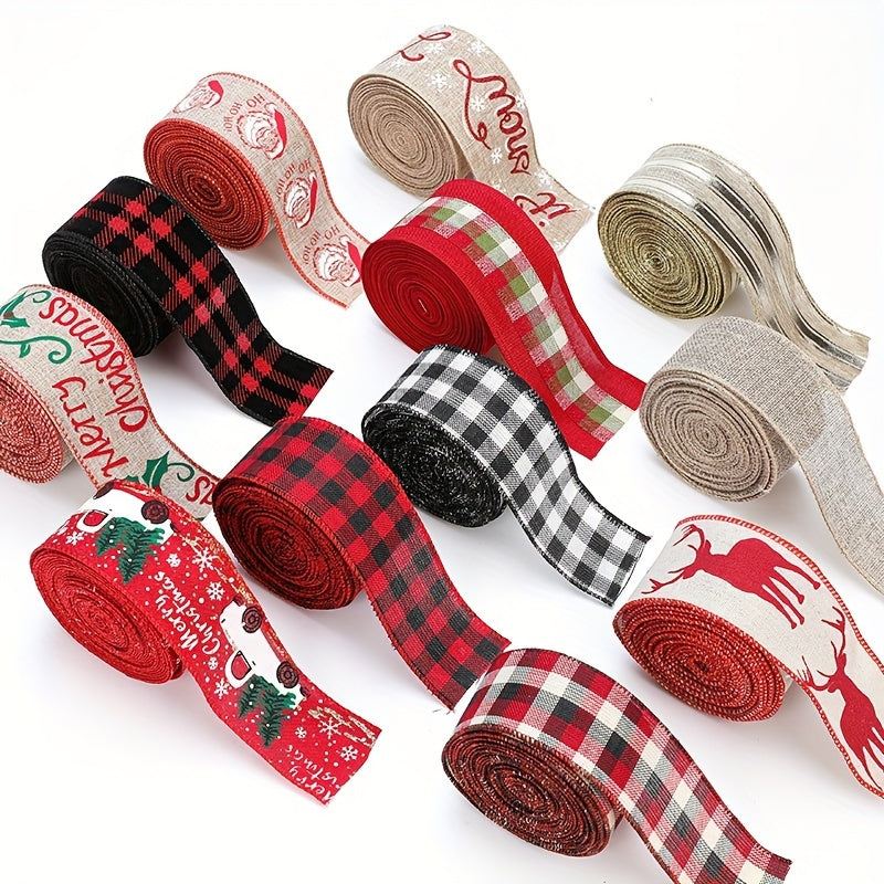 Red Plaid Bow Christmas Ribbon Decoration