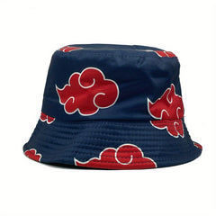 Red Clouds Print Bucket Hat Cartoon Sunscreen Fisherman Cap