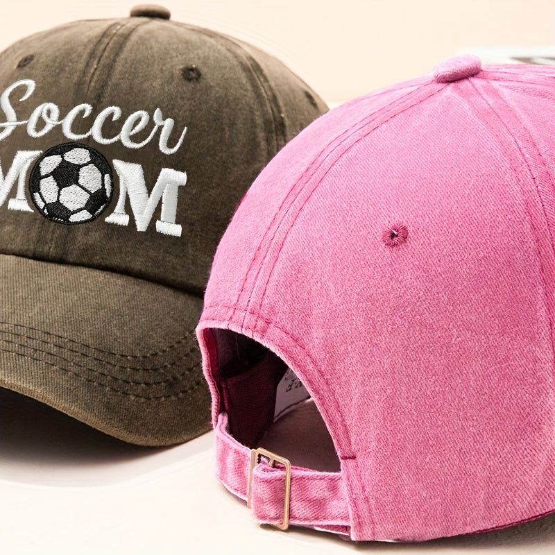 Couple Baseball Cap SOCCER MOM & SOCCER DAD Washed Distressed Dad Hat