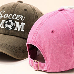 Couple Baseball Cap SOCCER MOM & SOCCER DAD Washed Distressed Dad Hat