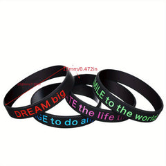 12 Pcs Inspirational Slogan Silicone Bracelet Set 20 32x1 22 Cm