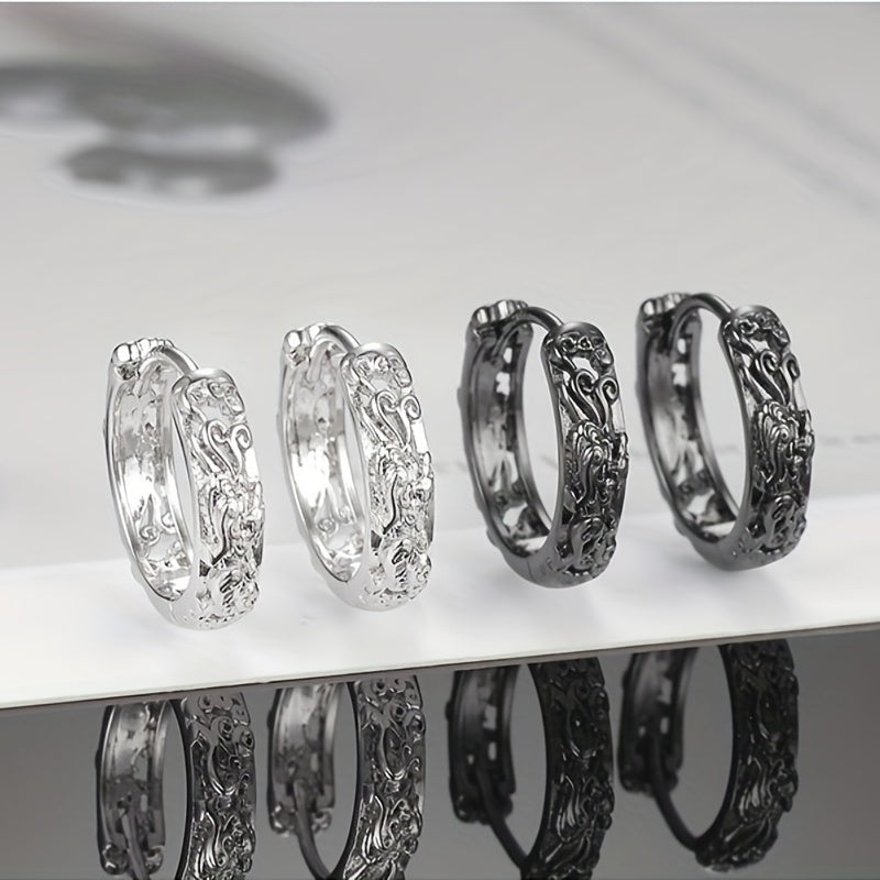 Chinese Style Embossed Earrings - Holiday Party Boys Accessories