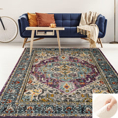 Fluffy Faux Wool Area Rug Vintage Persian Carpet - Soft, Non-slip, Anti-fouling