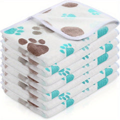 Soft Warm Dog Blanket Grey Paw Pattern Fluffy Mat for Dogs Cats