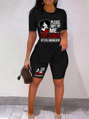 Jesus Print Two piece Set Short Sleeve Casual T Shirt & Shorts