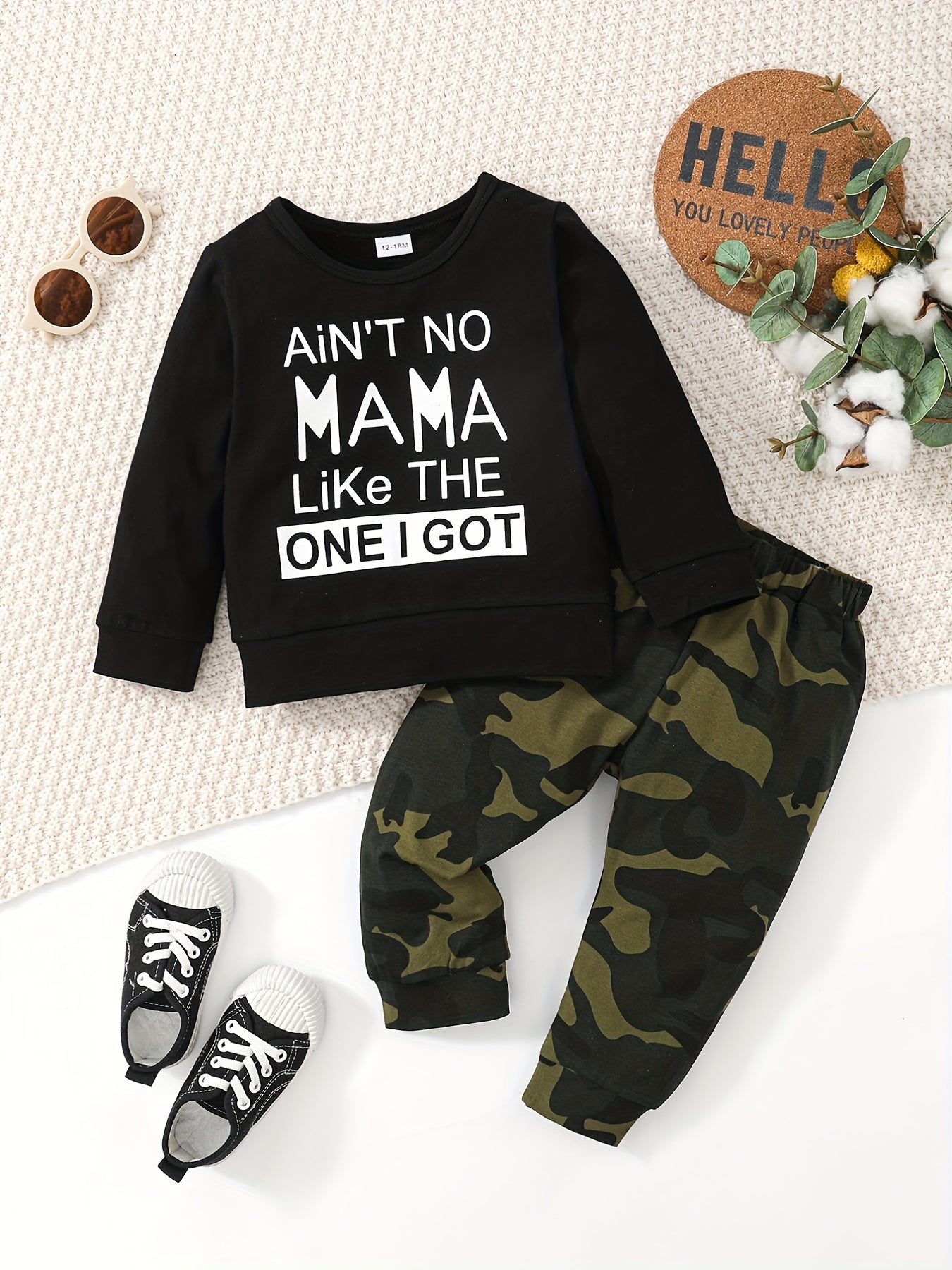 Toddler Boy's 2pcs Sweatshirt & Pants Set MAMA Print