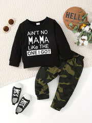 Toddler Boy's 2pcs Sweatshirt & Pants Set MAMA Print