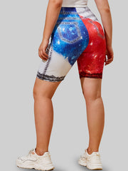 Colorblock Galaxy Print High Rise Short Leggings