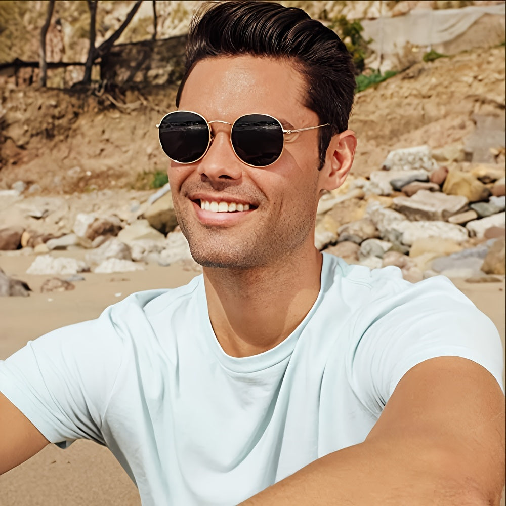 Round Metal Sunglasses Anti Glare Glasses UV400