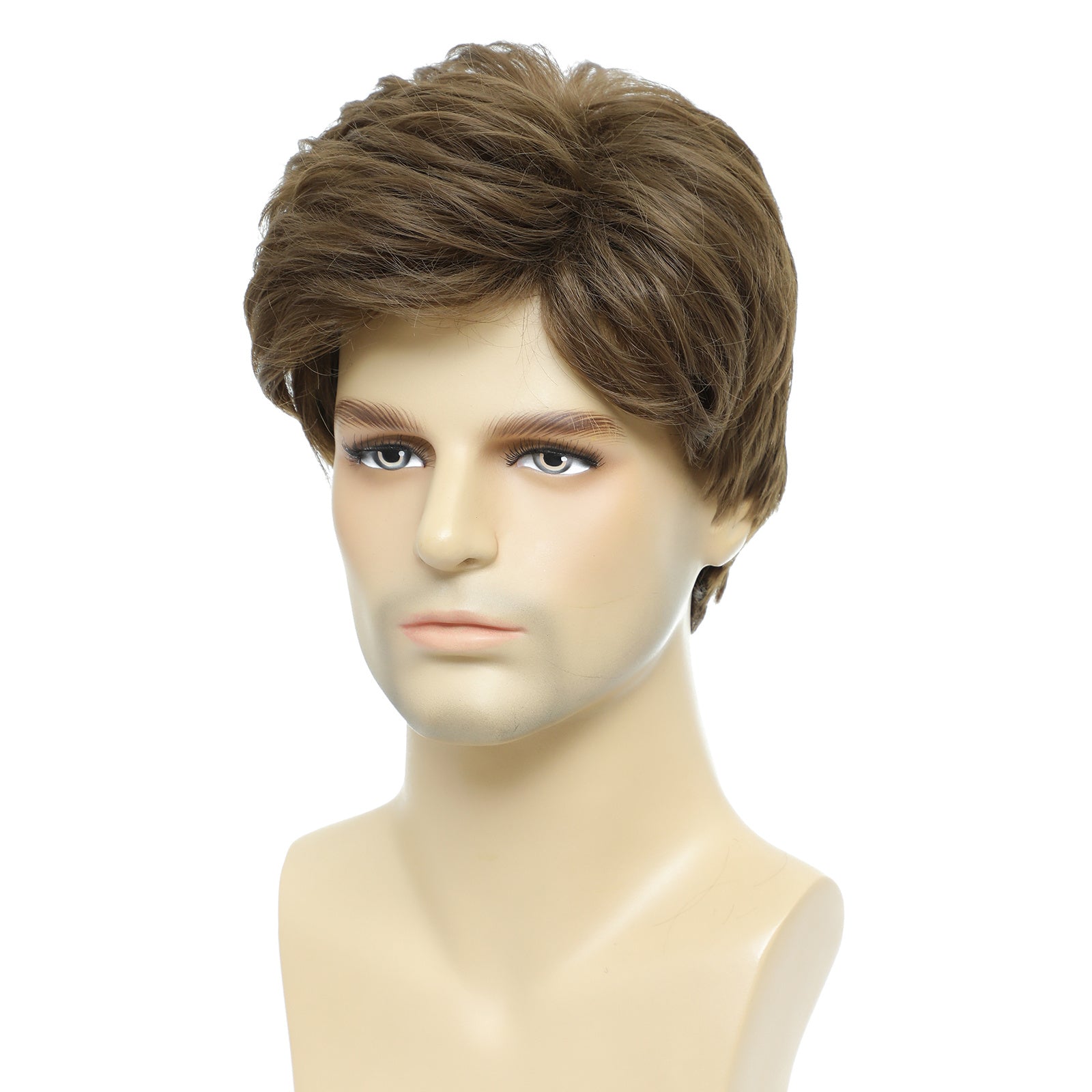 Short Brown Layered Mens Wig for Cosplay Party Costume Hair Full Wig