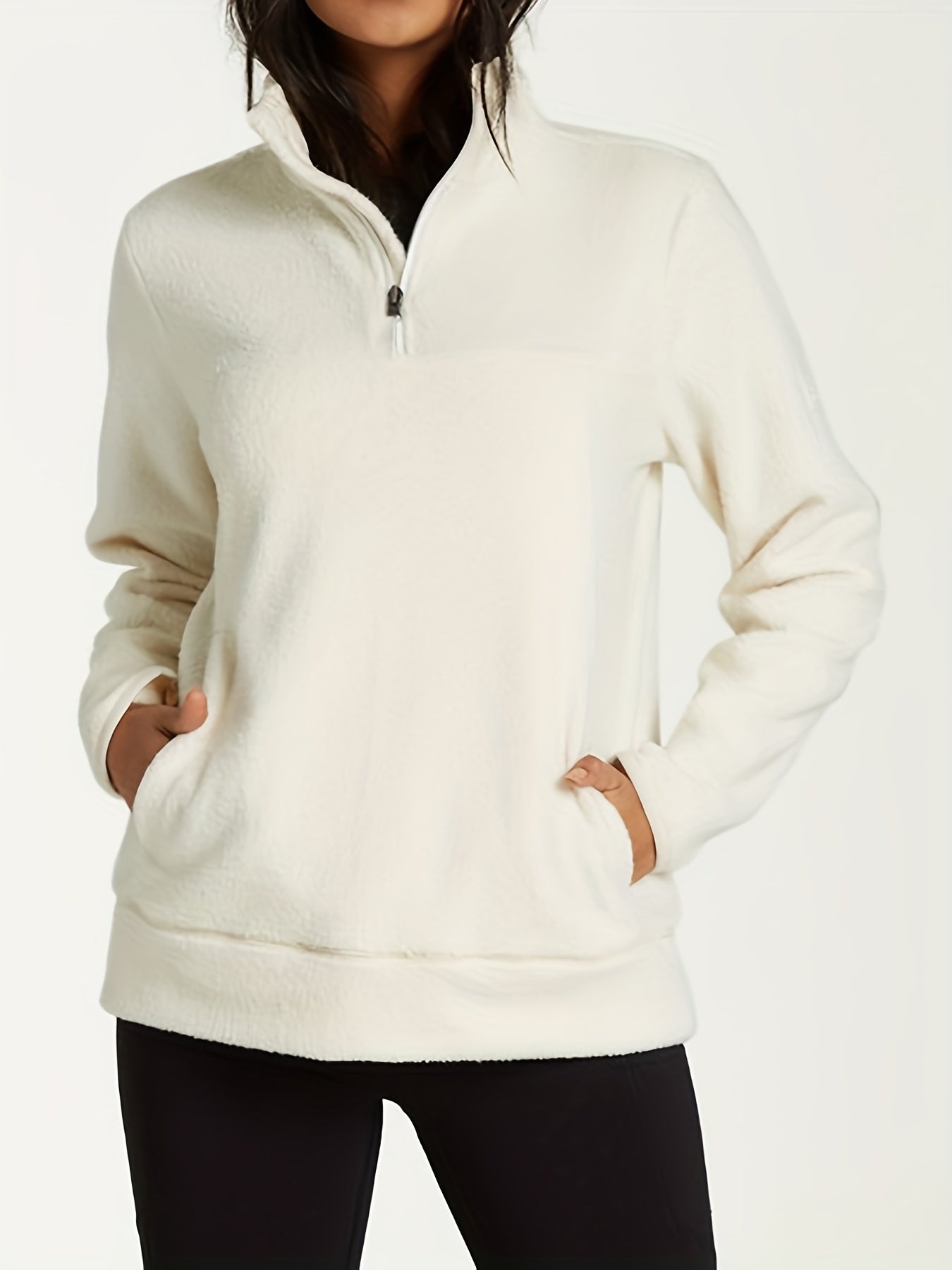 Solid Sweatshirt Long Sleeve with Kangaroo Pocket