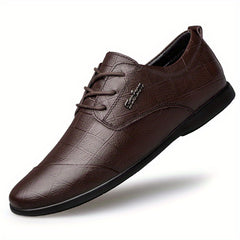 Men's Plaid Leather Derby Shoes British Style Wedding Business