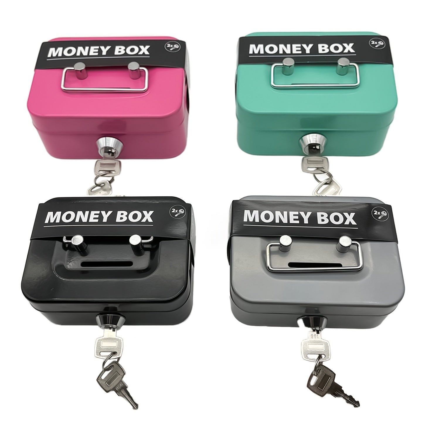 Metal Money Storage Box Locking Lid Keys Valuable Items Storage Bag