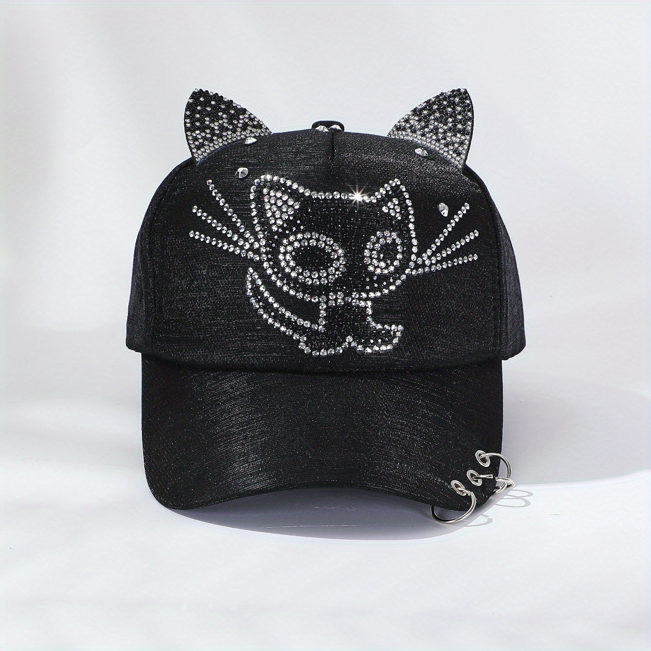Rhinestone Cat Ears Baseball Cap Sun Hat Cartoon Lightweight Golf Dad Hat