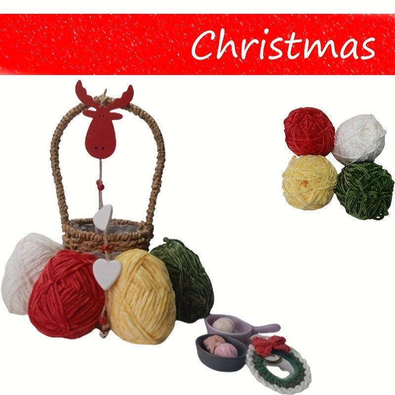 4pcs Christmas Chenille Yarns Hand Knitting 100 Polyester Material Yarn Ball