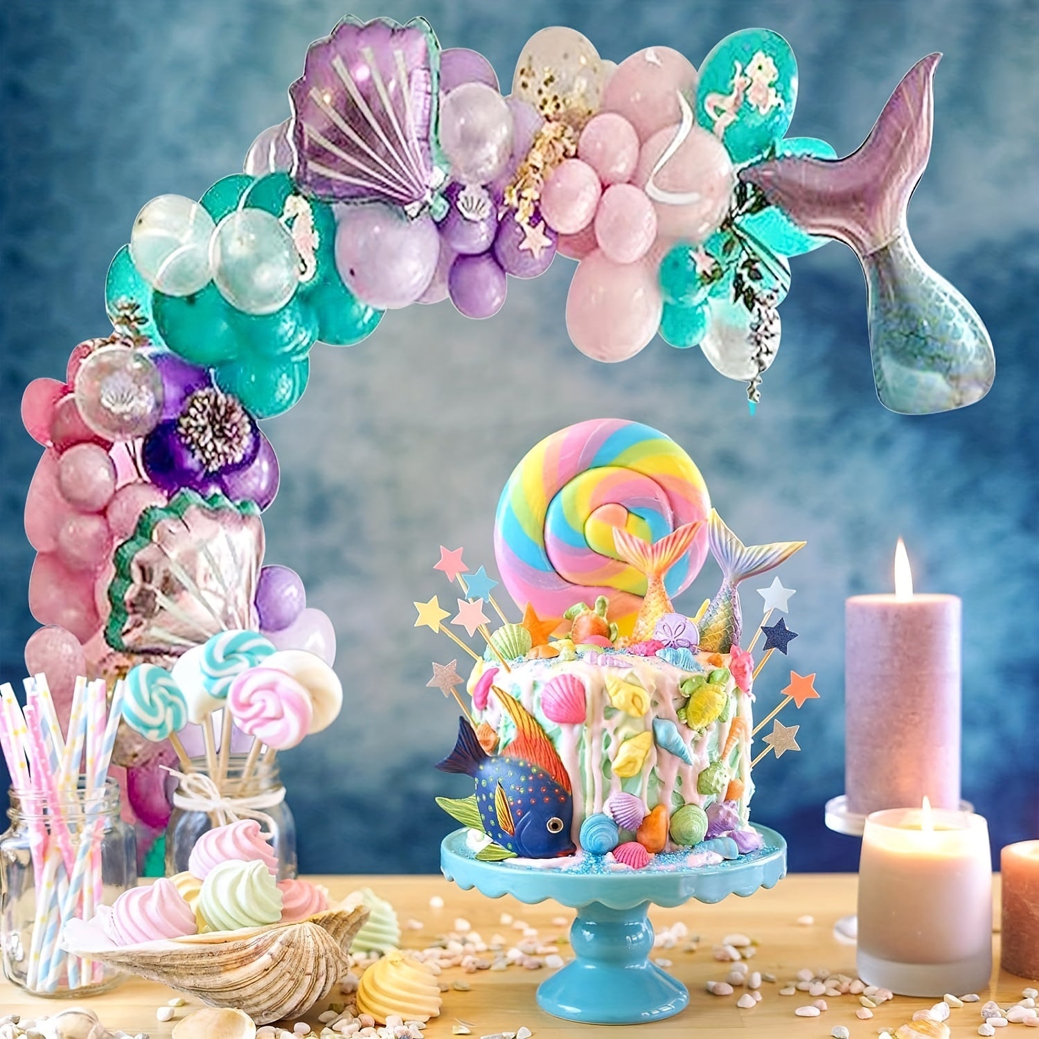 Mermaid Party Supplies Balloon Garland Kit - Purple Mermaid Tail Balloon Arch