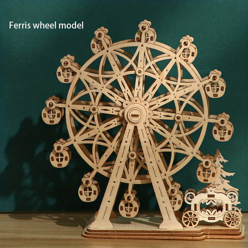 DIY Ferris Wheel Wooden Toy Music Box Children Birthday Gift