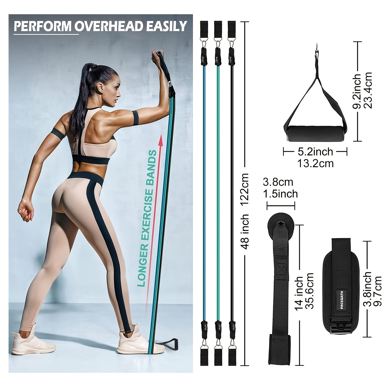 PACEARTH Resistance Bands Set With Handles Door Anchor & Ankle Straps