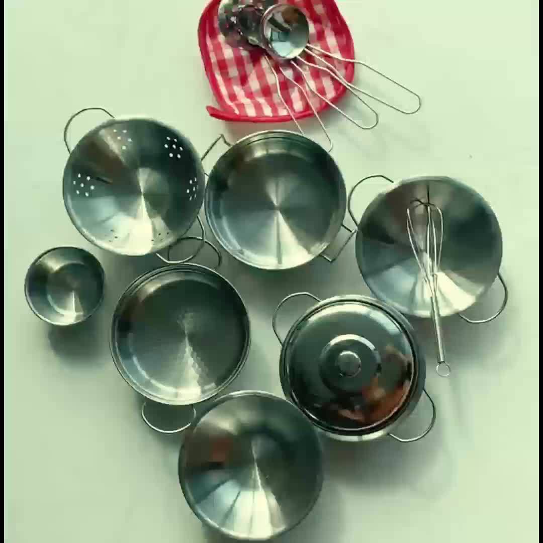 Mini Kitchen Set Pretend Play Cooking Toy with Pans Stove Utensils