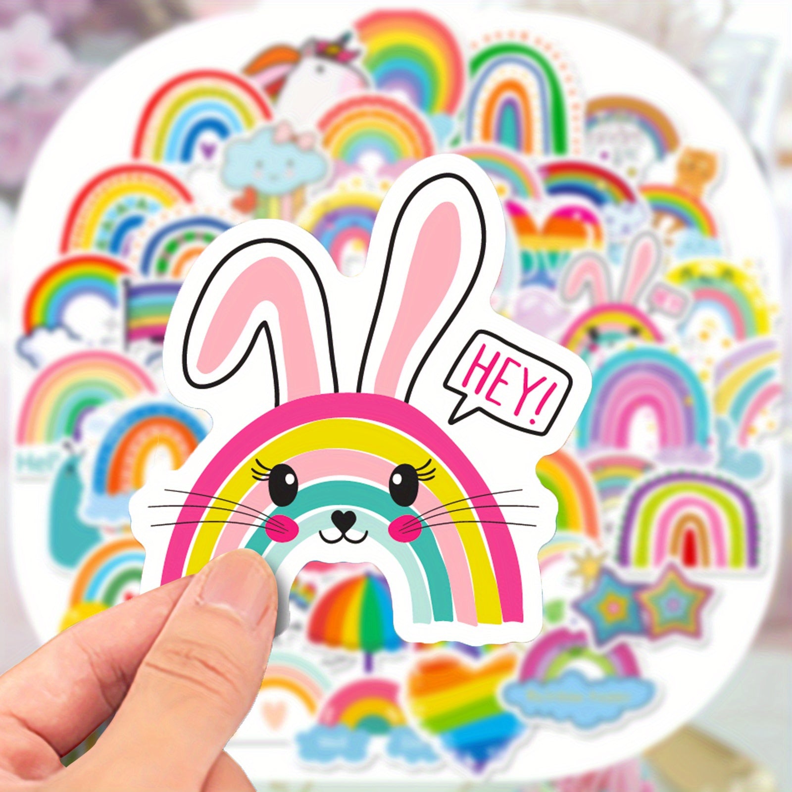 50pcs Rainbow Waterproof DIY Stickers for Water Bottle Laptop Phone Skateboard