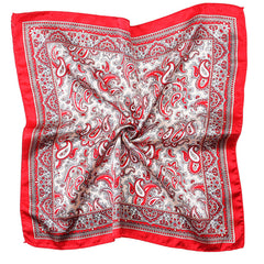 Vintage Print Satin Square Scarf Neck Hand Bandana Headwrap Silk Feel