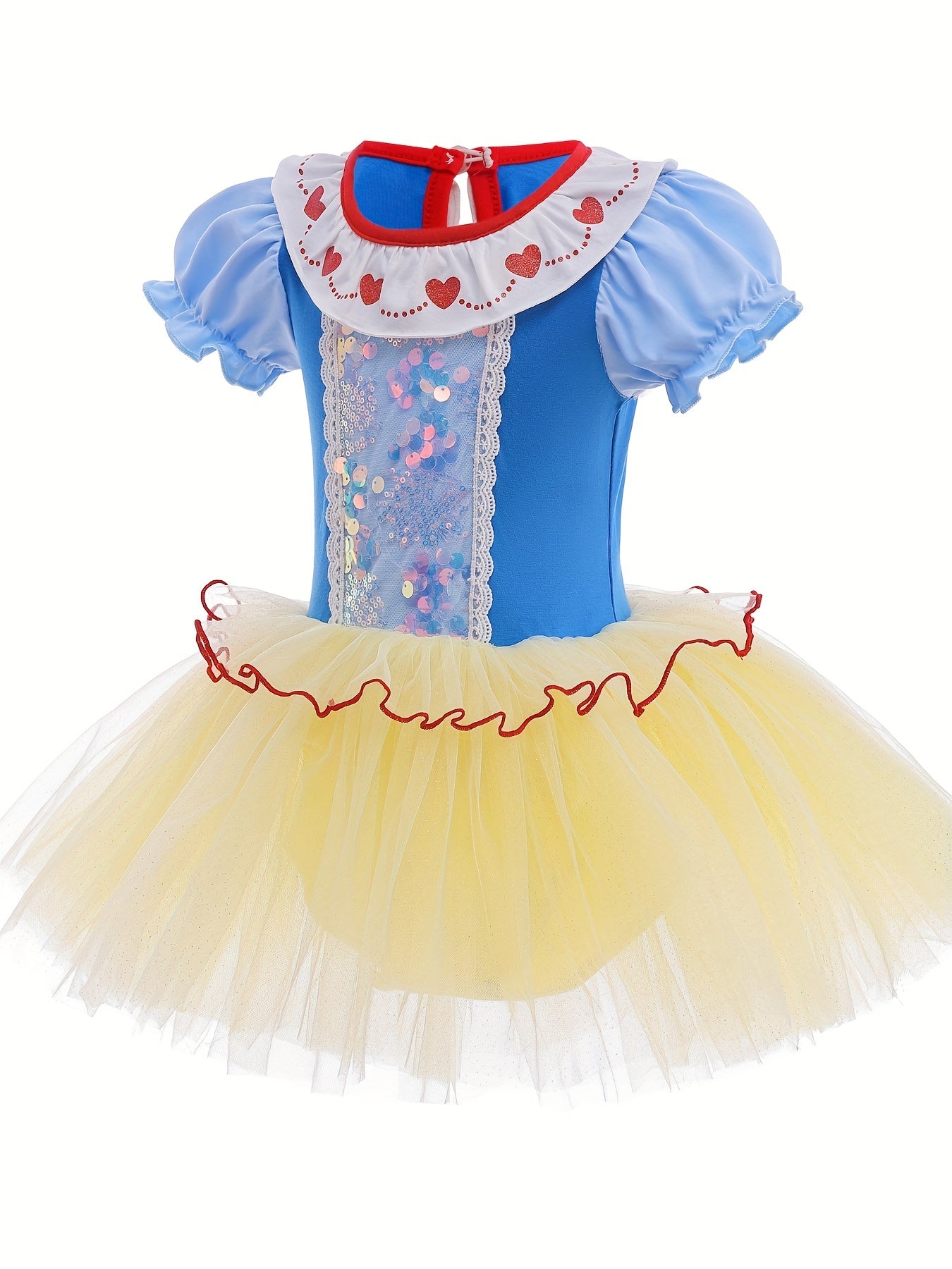 Girl's Cotton Tulle Tutu Mesh Puff Sleeve Ballet Dance Princess Dress