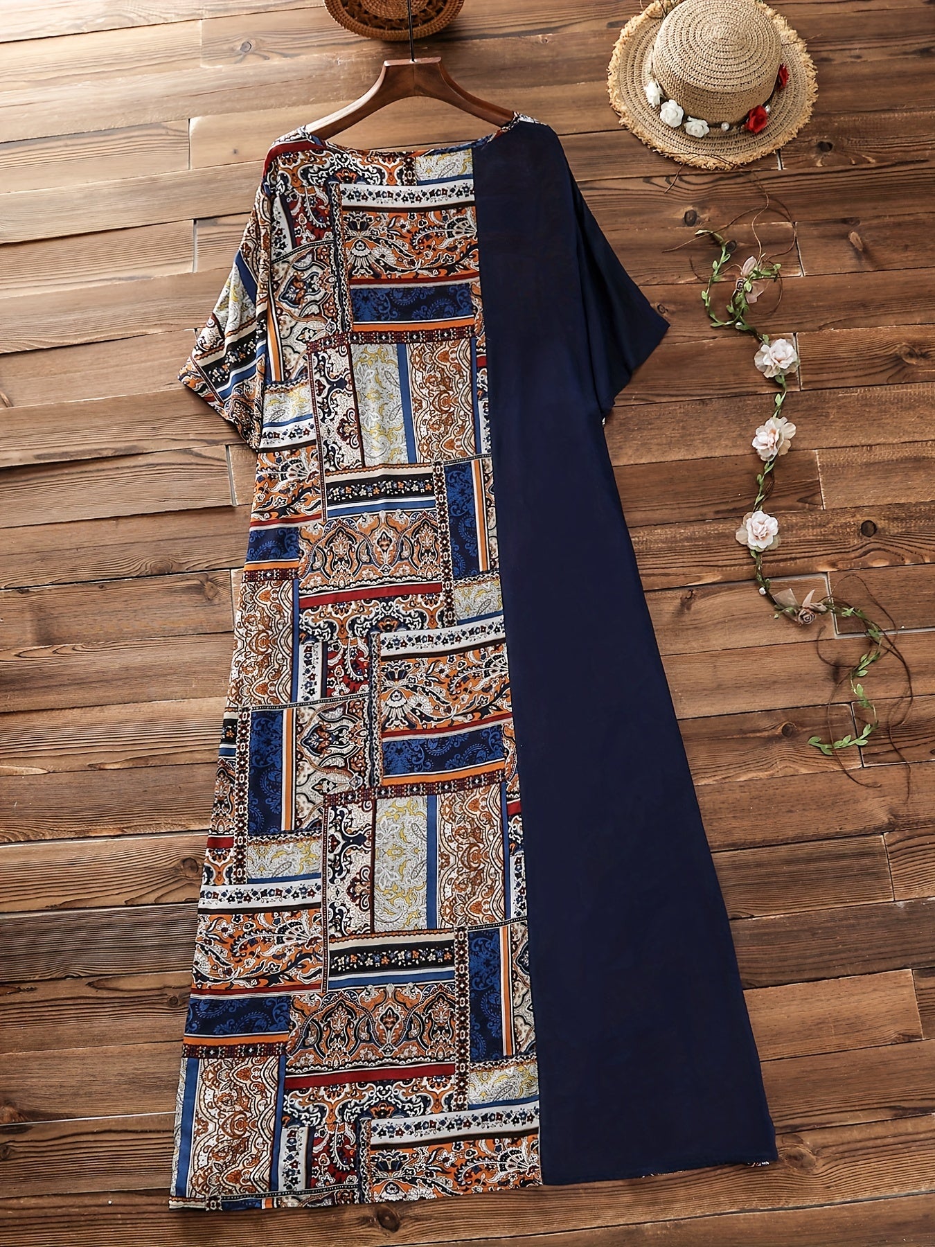 Colorblock Tribal Print Maxi Dress