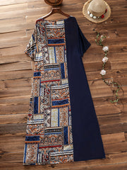 Colorblock Tribal Print Maxi Dress