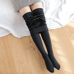 Plush Lined Tights Solid Warm Leggings for Winter Women