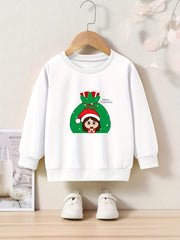 Merry Christmas Print Graphic Crew Neck Long Sleeve Sweatshirt