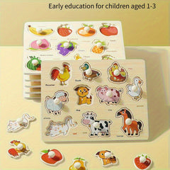 Wooden Shape Sorting Puzzle Board Animal & Object Matching Game