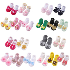 5 Pack Baby Girl Cotton Socks with Flower Bowknots