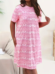 Snake Skin Print Round Neck Nightdress