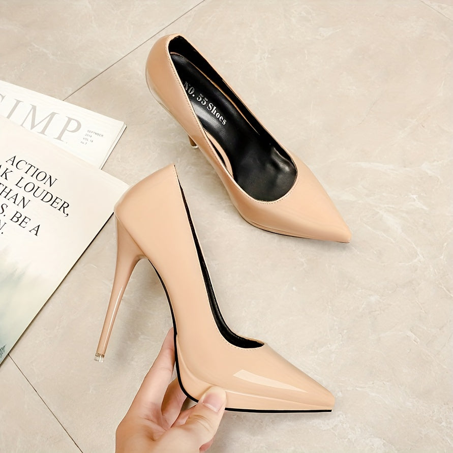 Women's Point Toe Stiletto Heel Patent Leather Shoes