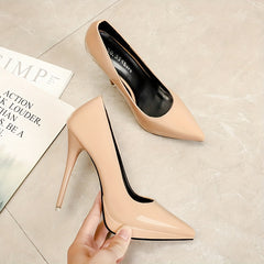 Women's Point Toe Stiletto Heel Patent Leather Shoes