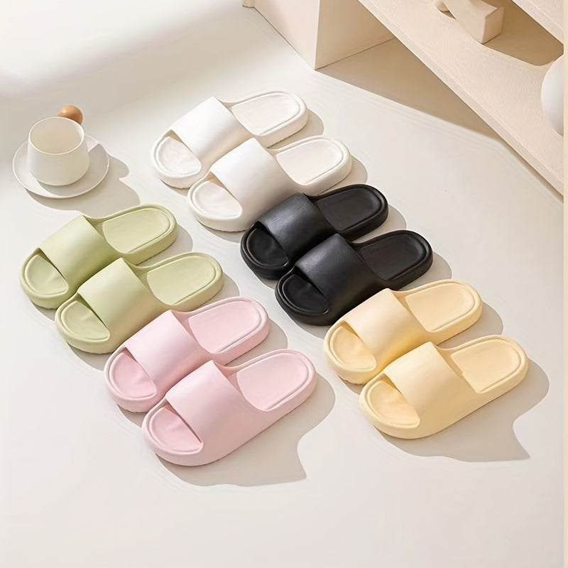 Women's Solid Pillow Slides Slip On Open Toe Non slip Soft Sole