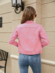 Denim Jacket with Flap Pockets Long Sleeves Women's Coats