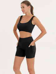 Ribbed Crop Top & High Waist Butt Lifting Shorts Set
