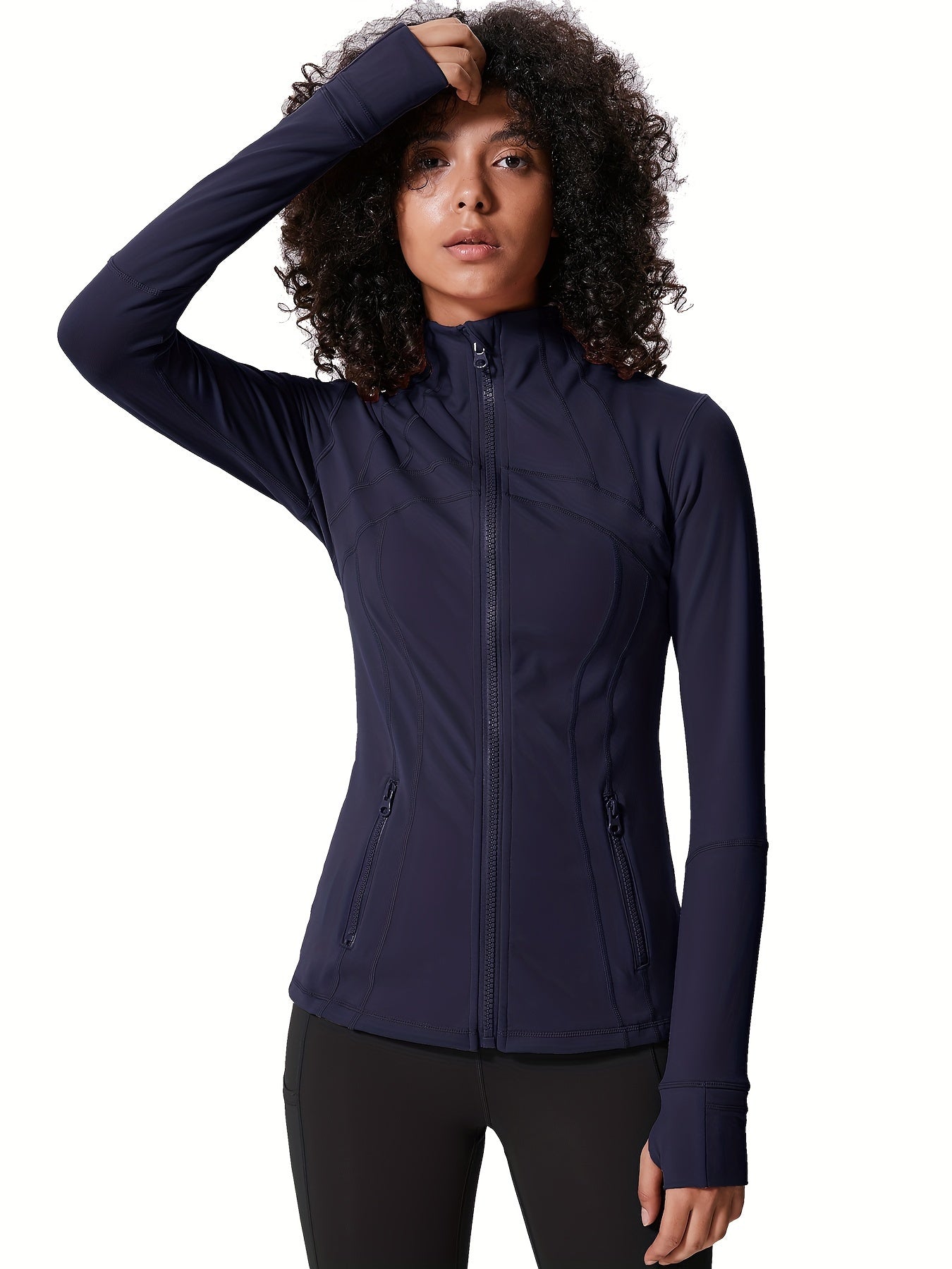 Full Zip Yoga Jacket with Thumb Holes and Pockets