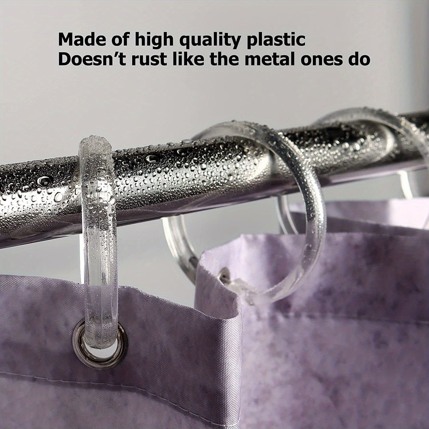 12pcs Transparent Plastic Shower Curtain Hooks O ring Bathroom Accessories