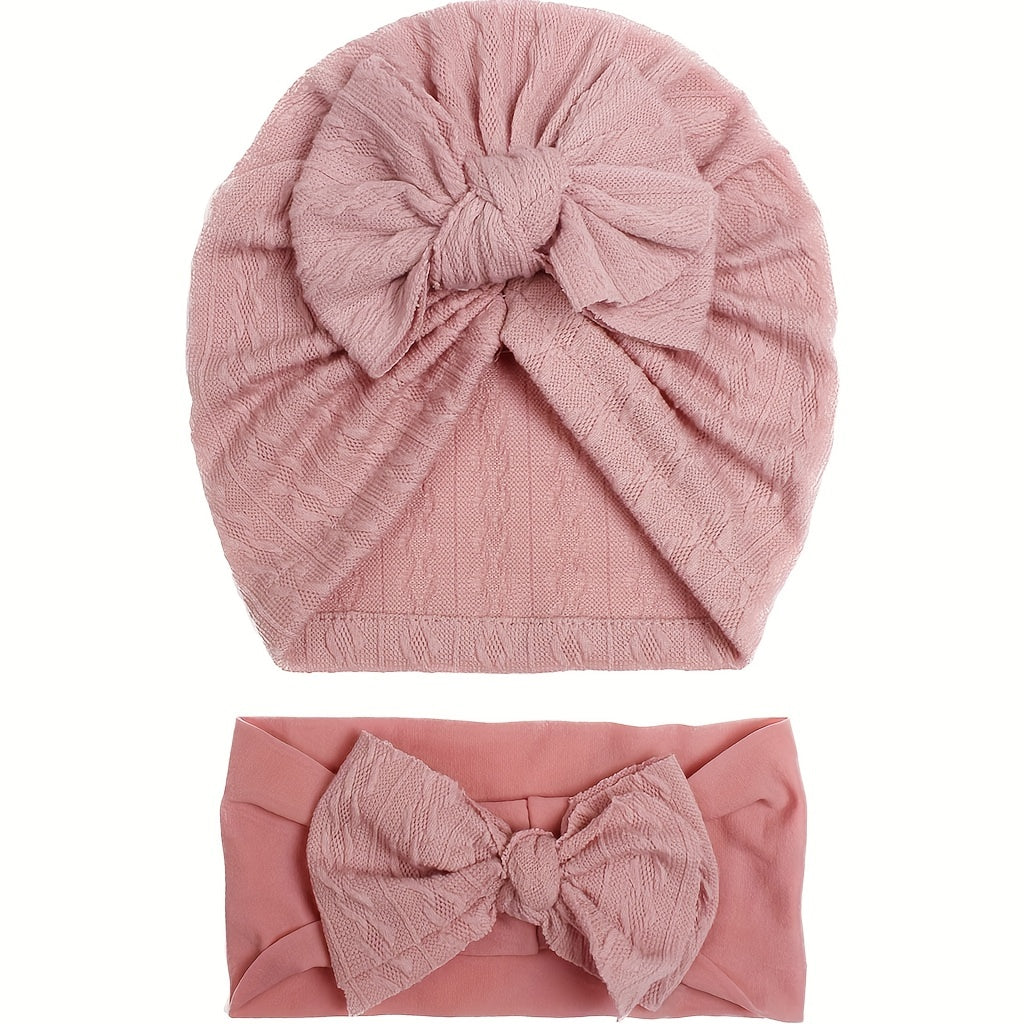 Baby Striped Bandana Hat & Headband Set for All Seasons