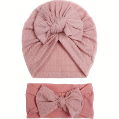 Baby Striped Bandana Hat & Headband Set for All Seasons