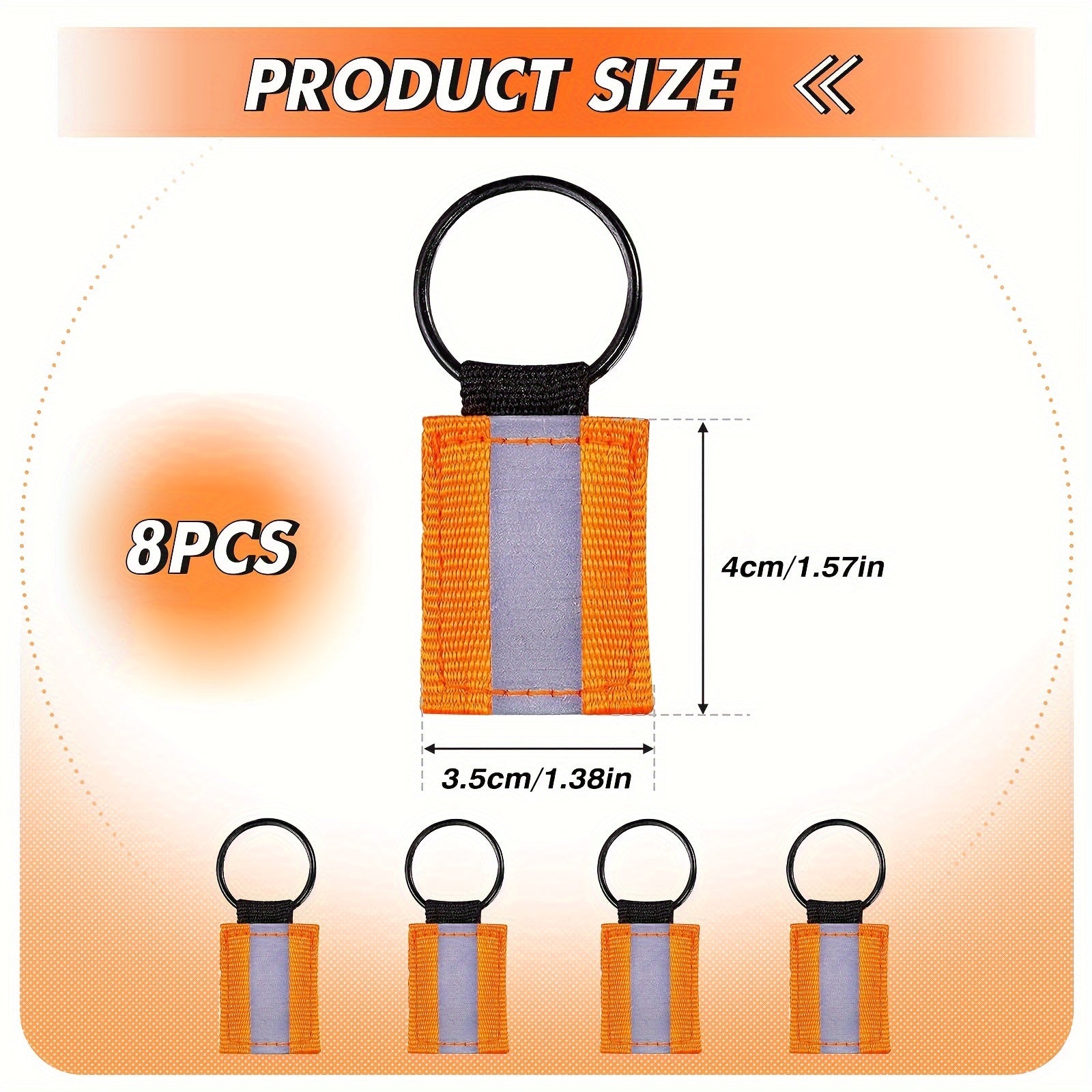 8pcs Reflective Key Chain High Visibility Backpack Zipper Pendants